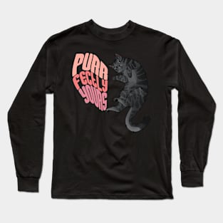 Purrfectly Yours - Grey Cat Valentine's Design Long Sleeve T-Shirt
